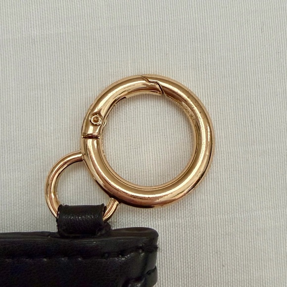 A New Day Black Card Holder Wallet • Gold Zip • Keychain Ring • Minimalist - Picture 4 of 5